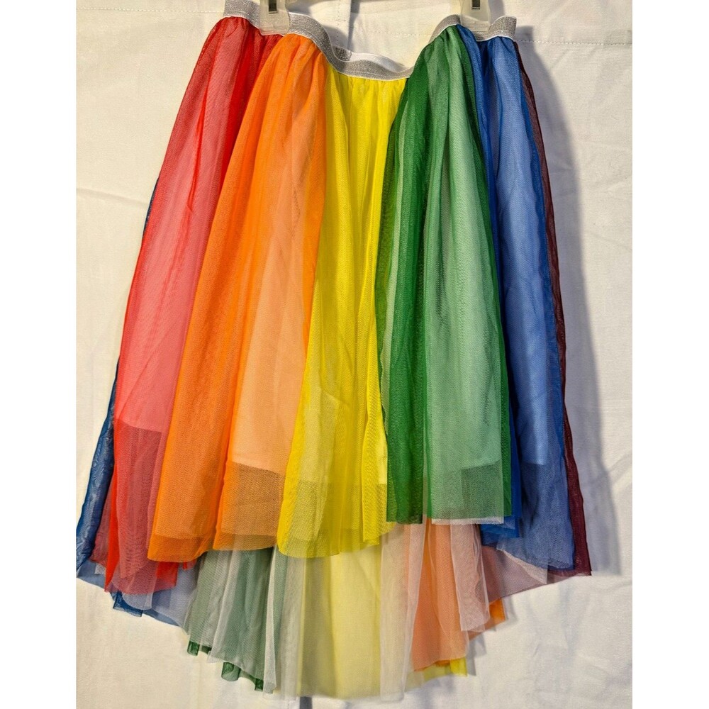 Rainbow Tulle Full Skirt Pride Month Women's Medium Large Hippie Boho Festival